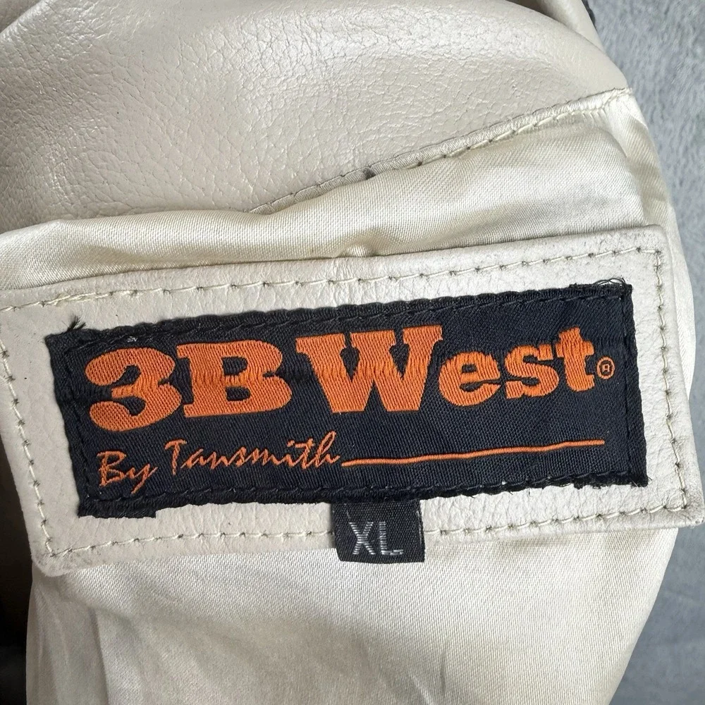 3B West By Tansmith Leather Jacket Size XL Gray Fringe Western Cowboy Aztec - Picture 10 of 15